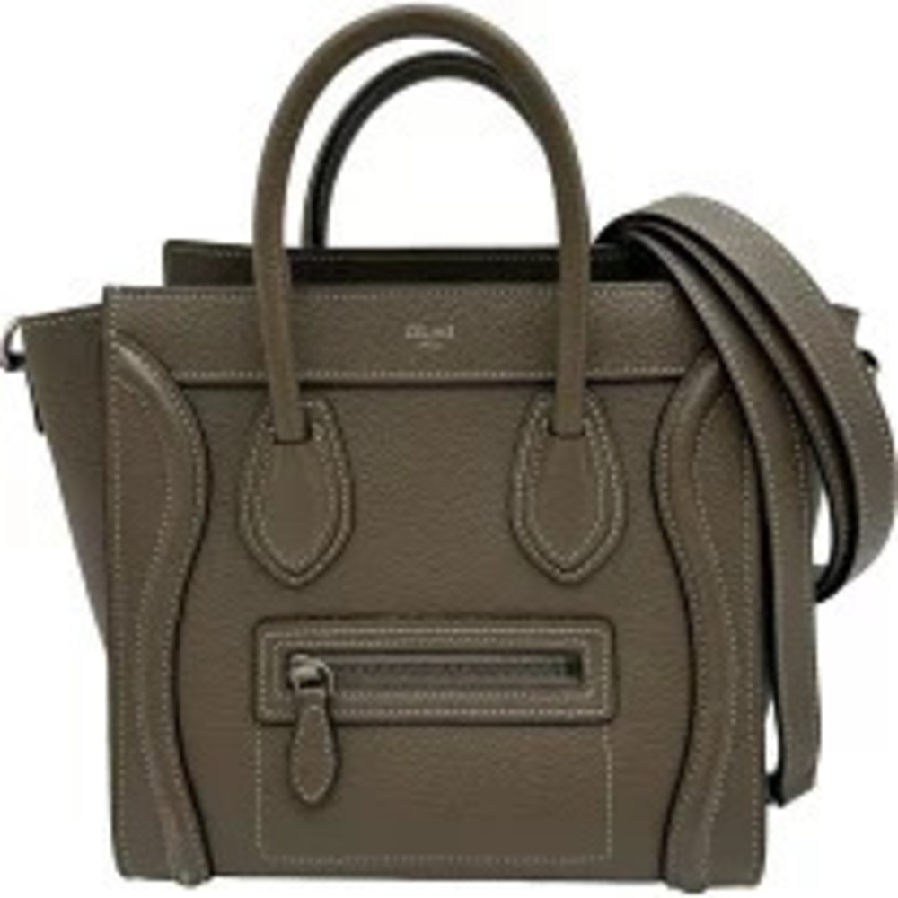 Celine Luggage Tote Shopper Gray Drummed Calf Leather Shoulder Bag